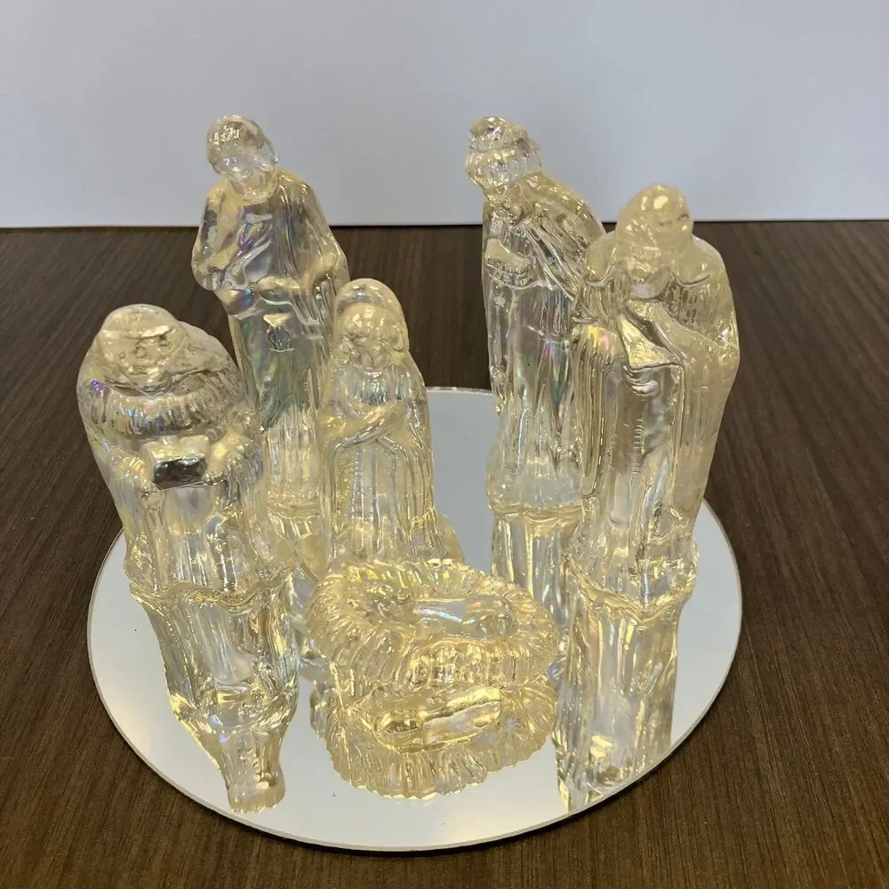 Vintage House Of Lloyd Christmas Around The World Crystal Glass Nativity Set